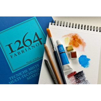 Fabriano - 1264 Tecniche Miste, Blocco spiralato, 30 fogli, cm 21x29.7- Grana Naturale, 300gr (19100643)