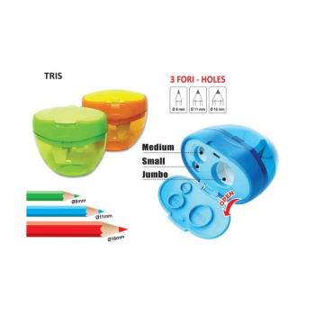 Arda - temperamatite tris - 3 fori (medium / small / jumbo) con contenitore colori assortiti (970120SC)
