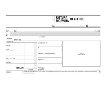 Data Ufficio - Blocco ricevute/fatture affitto 50/50copie autor. 10x16,8cm - Confezione da 5 PZ (8DU1612C0000 )
