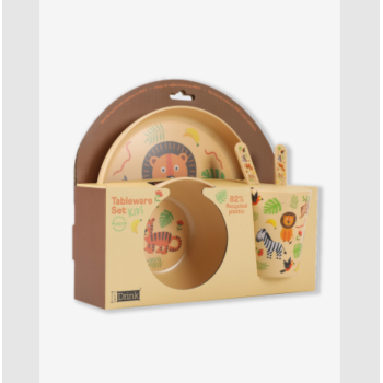 I-Total - Set in RPET Kids con Bicchiere Ciotola Piattino e Posate ANIMALS (ID5301D)