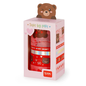 Legami - San Valentino Set di 5 Nastri Adesivi Decorativi di Carta Teddy Bear - Tape By Tape (VTAP0011)