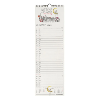 Legami - Calendario da Parete 2026 - 16 x 49 cm Sketchy Cats (CAL260083)