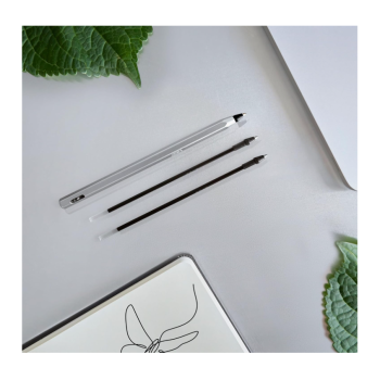 Bic - Penna a sfera Cristal Ricaricabile ReNew, Punta media 1 mm, Fusto in metallo opaco, Inchiostro Nero