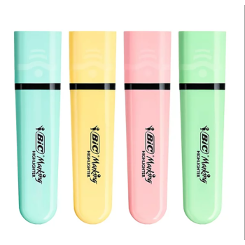 Bic - Set 4 Evidenziatori Highlighter Colori Pastel