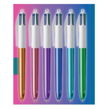 Bic - Penne 4 Colours Shine Penna a Sfera Retrattile colori assortiti