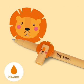 Legami, Penna Gel Cancellabile, Inchiostro Arancione, Tema Lion