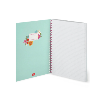 Legami - Limited Edition Quaderno a Righe A5 spiralato con Copertina Rigida Illustrata con chiusura elastico - Flower (A5NOTS003