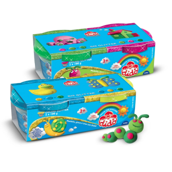 Dido - Pasta da modellare Everyday Glitter 2 barattoli da 100 gr. Giallo e Azzurro (F396701)