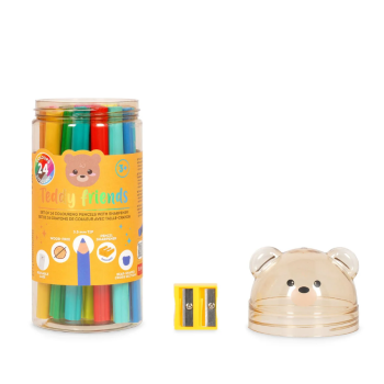 Legami - Set di 24 Matite Colorate con Temperino - Teddy Friends (TDP0001)
