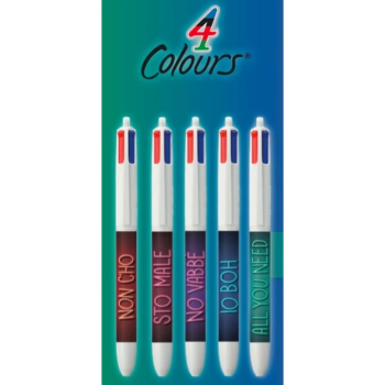 Bic - Penna 4 Colori Webboh decorata con frasi ironiche (1 pz random)