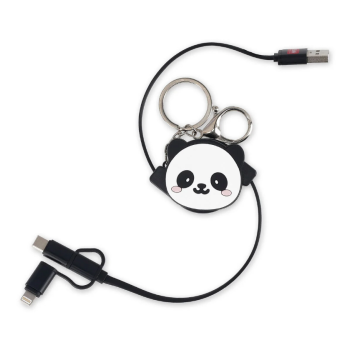 Legami - Cavo di Ricarica 3 in 1 Retrattile - Charge 'N Roll a tema Panda