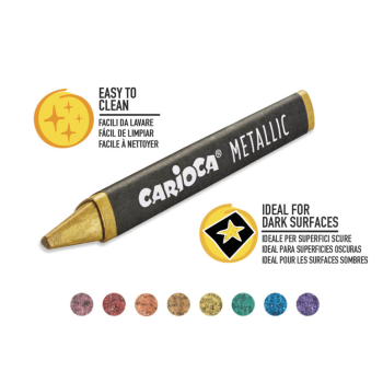 Carioca - Pastelli a cera maxi wax Metallic, 8 pz