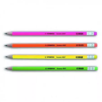 Stabilo - Matita in grafite con gommino Swano Eco-pack con 12 matite - fusto in colori fluo (IT12/110-490712)
