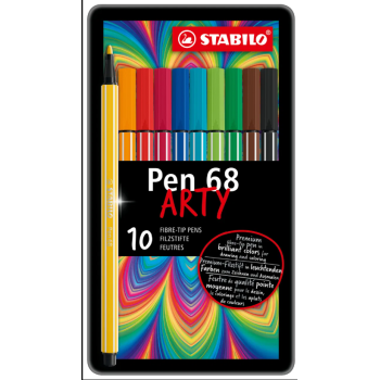 Stabilo - Pennarello premium Pen 68 Scatola ARTY in metallo da 10 pennarelli (6810-6)