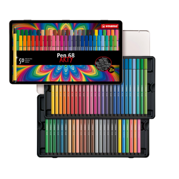 Stabilo - Pennarello premium Pen 68 Scatola ARTY in metallo da 50 pennarelli (6850-6)