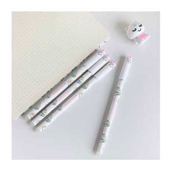 iTotal - Penna Gel Cancellabile Blu con Cappuccio Unicorno