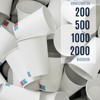 CARTOSPEDÌA - 500 Bicchieri Carta Da 240 ml, Biodegradabili e Compostabili, Usa e Getta, Monouso, Ecologici