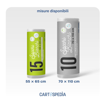 cARTOSPEDìA - 150 75 Sacchetti Spazzatura - MISURA: 55x65 cm - con Manici | Sacchetti Immondizia da 40L, Trasparenti