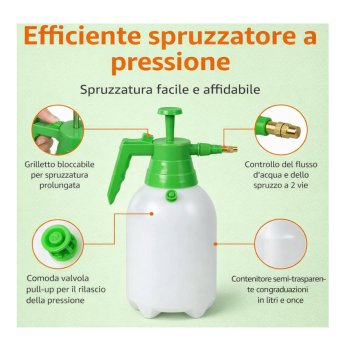 Cartospedìa - Spruzzatore a Pressione 3 Litri con Ugello Regolabile  e Valvola di Sicurezza per Giardino e Casa