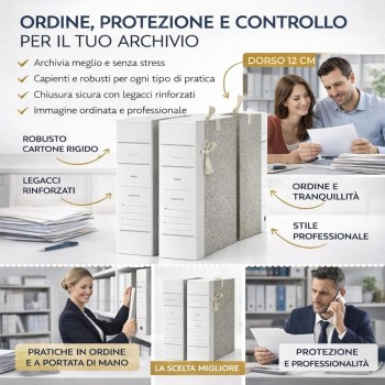 5 Raccoglitori con legacci Documenti + CUCITRICE COMPRESA - Dorso 12 cm – Cartelline Portadocumenti Pratiche A4