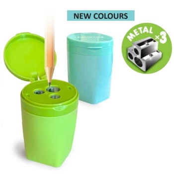 Arda - Temperamatite TRIPLO 3 fori metallo colori assortiti