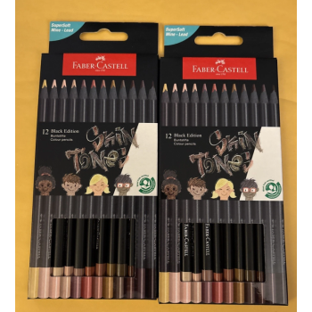 Faber-Castell - Pastelli black edition 12 colori natura con mina 3,3mm e fusto triangolare (116414)