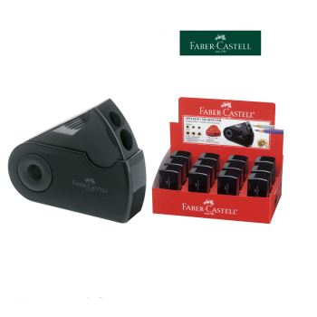Faber-Castell - Temperamatite a 2 fori con serbatoio Sleeve nero (182700)