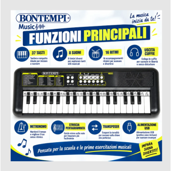 Bontempi 15 3780 KeyRhythm - Tastiera Digitale a 37 Tasti, 480x150x40 mm