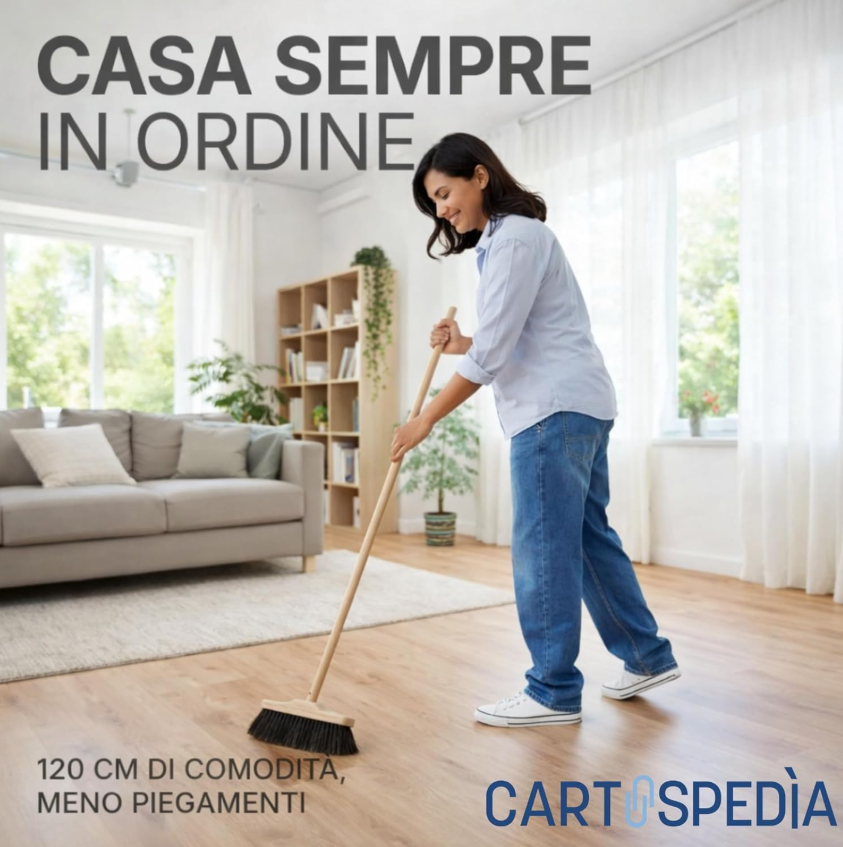 Cartospedìa - Manico Scopa + Scopa  per Pulizia Casa e Uso Professionale - 6